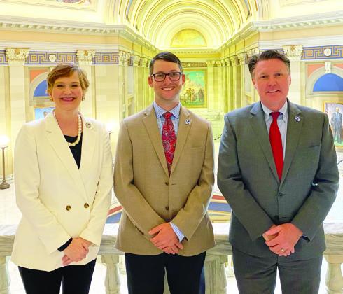 Pictured Left to Right: Oklahoma State Regents for Higher Education Chancellor Allison Garrett, Murray State College Regent Dillon Sparks and Murray State College President Dr. Tim Faltyn. Courtesy photo.