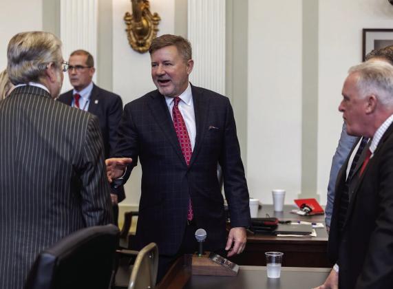 Oklahoma Attorney General Gentner Drummond greets lawmakers before the State of the State speech at the Capitol in Oklahoma City Monday, Feb. 5, 2024. Photo Provided/Legislative Services Bureau