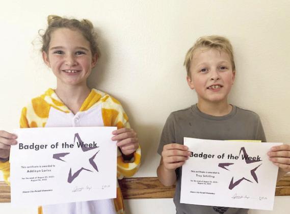 ECP Elementary's Badgers of the Week for the week of August 22 are Addisyn Loriss and Troy Schilling. Both students are in Mrs. Huebner's class. Photo courtesy of Jennifer Earp