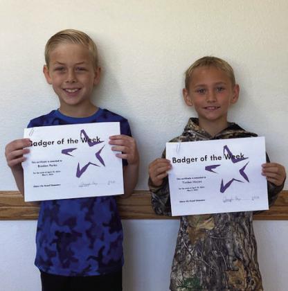 Braden Parks and Timber Hayes were Badgers of the Week at ECP Elementary for the week of April 29, 2024. Braden (left) is from Mrs. McConnell's class, and Timber is from Mrs. McCleskey's class. Photo courtesy of Jennifer Earp.