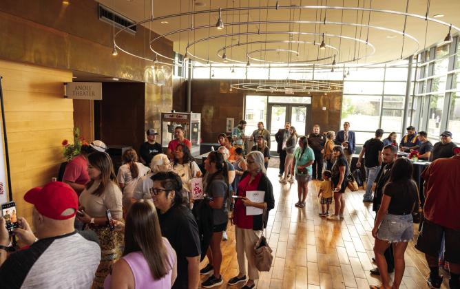 Attendees of the Holba' Pisachi' Native Film Festival line up to visit with filmmakers and actors during the 2024 event at the Chickasaw Cultural Center, Sulphur. Photo provided by Chickasaw Nation.