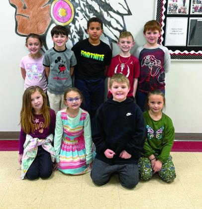 Maysville Elementary School students from Mrs. McCaskill's second grade class who achieved 100% of their AR goals for the second nine weeks are: (back row, l-r) Linnex Arnold, Auggie Bain, Mason Barrett, Paxton Lemieux, Hayden Moore, (front row, l-r) Myka Moring, Sarabella Pope, Liam Ring and Kierra Woods. Not pictured is Cole McClain. Courtesy photo