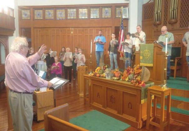 Garvin County Choral Society and Sinfonietta in a recent rehearsal at Pauls Valley's Presbyterian Church