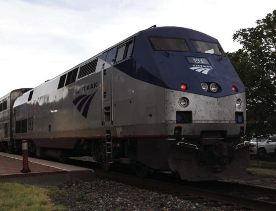 The Heartland Flyer pulls into the Norman Station, Sunday, Aug. 6, 2023 (Photo by Kyle Phillips/For Oklahoma Voice)