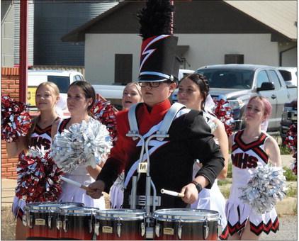 The Maysville High School marching band and cheer team led a short parade down Main Street during Saturday’s Wiley Post Festival in Maysville. After the parade the band assembled at the intersection of Main Street and Williams Street to play for the crowd gathered there. News Star photo by Chris Mackey