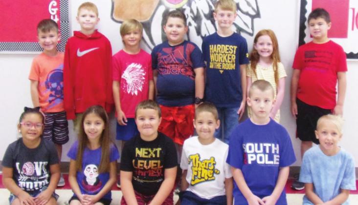 Second Grade - back row, from left: Bentley Armstrong, William Bailey, Daelyn Close, Talan Dean, Cole Gravitt, Isabella Heaton, Hank Hobson. Front: Lidia Lopez, Hadlee McGowen, Liam Morrison, Brydon Sebastian, Caleb Turner, Maddie Willard. (Luke Steakley - Absent)