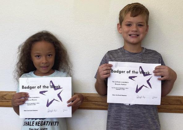 The Elmore City-Pernell Elementary School Badgers of the week for the week of Sept. 3 are Cyrus Moore and Braydn Hatton. Both students are in Mrs. Castner's class. Courtesy photo