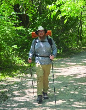 Gene Pool hikes in the Chickasaw National Recreation Area to prepare for his upcoming six-week hike on the Colorado Trail.