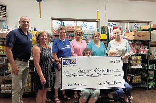 United Way of Norman presented a $5,000 donation to Samaritans of Pauls Valley Wednesday. The Samaritans' food pantry is continuing to see an increased need for food assistance for families from across Garvin County. News Star photo by Suzanne Mackey
