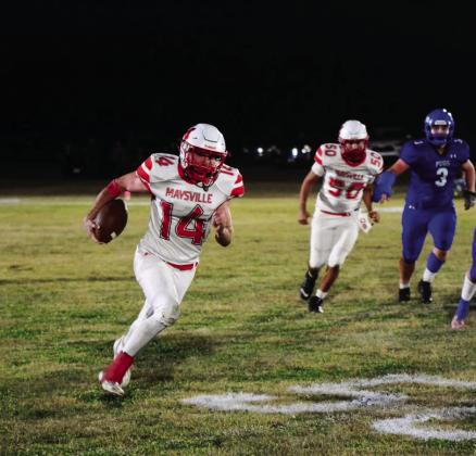 Maysville’s Bryce Shannon (14) was recently selected 8-man All State and First Team All District running back. News Star photo by Denny Park