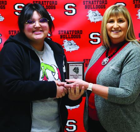  Natalie Kirkley was an October student of the month at Stratford High School. Courtesy Photo