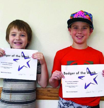 Elmore City-Pernell Elementary School Badgers of the week for Oct. 21 are James Randolph and Case McConnell.