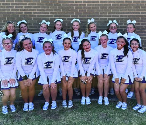 The Elmore City-Pernell cheer squad placed seventh in Class 2A at the OSSAA Competitive Cheer State Championships Sept. 26. Courtesy photo