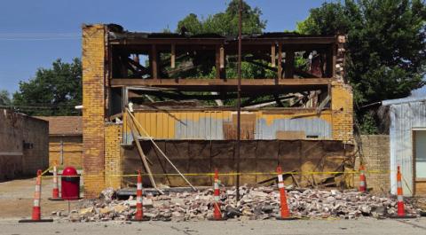 Building facade gives way