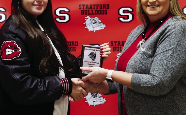 Brooklyn Anderson (left) was named Student of the Month for November at Stratford High School.
