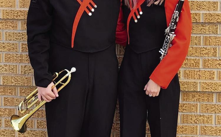 Lindsay High School senior Gabriel McDonnell was chosen as first chair trumpet, and sophomore Charlotte King was picked as 16th chair clarinet for the 2024-2025 East Central Oklahoma Band Directors Association Honor Band. Photo by Brandy McDonnell