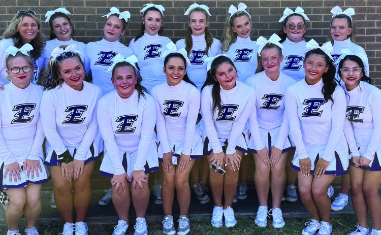 The Elmore City-Pernell cheer squad placed seventh in Class 2A at the OSSAA Competitive Cheer State Championships Sept. 26. Courtesy photo