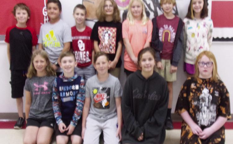 Fifth Grade, back row, from left: Tatum Manning, Christofer Cayton, Ryker Bailey, Rayne Lindig, Christi Reed, Hadley Clune, Zoey Jenks. Front row, from left: Elise Beach, Easton Davis, Colby Sherrill, Nevaeh Hayes, Courtney Walker. Photo courtesy of Heather Ivey