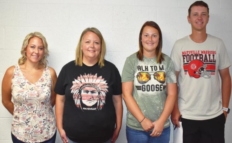 New faces at MHS, from left, include: Julie Johnson, Special Ed Director, 7th Reading and English III; Alycia Knox, high school Library Assistant; Morgan Moore, Special Ed Paraprofessional; and Ryan Ramming, Geography, History, Football, and Baseball.