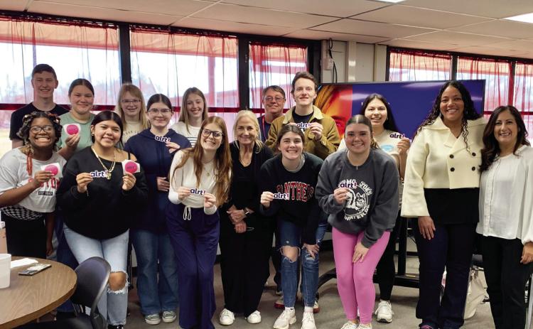 The Pauls Valley Student Rotary group had the opportunity Feb. 25 to learn about the new 'alrt!' program from Mary Abbott House to teach children about online safety. The interactive ALRT curriculum, which stands for Avoid, Learn, React, Tell, is for students in fifth-12th grade. More information can be found online at abbott-house.org/education. The program and lunch were hosted by Pauls Valley National Bank. Courtesy photo