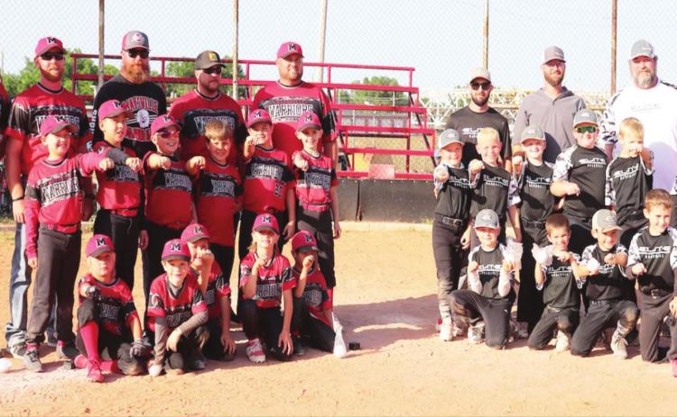 Tournament Runners-Up, the Maysville Warriors on left and the Tournament Champions, the Purcell Elite. Photo courtesy of Gayle Sanders