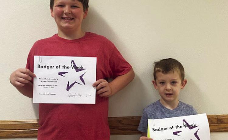 The Elmore City-Pernell Elementary School Badgers of the Week for February 23 are Wyatt Garramone and Sage Henry. Wyatt is in Ms. Huebner's class, and Sage is in Mrs. Watson's class. Courtesy photo
