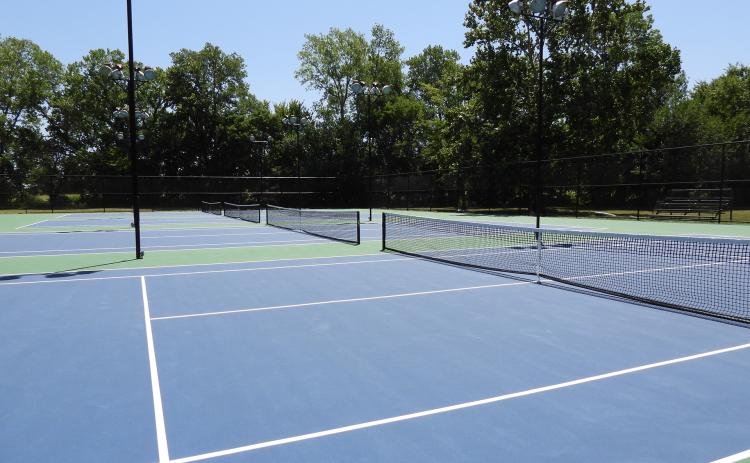 Newly resurfaced tennis courts on the east side of Wacker Park in Pauls Valley. News Star photo by Chris Mackey