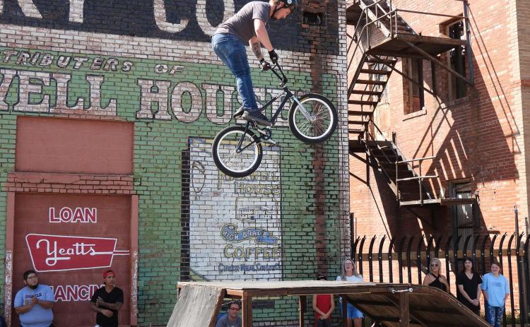 The Vintage in the Valley bicycle stunt show will take place during BrickFest again this year. Stunt shows are scheduled for 10 a.m. and 1 p.m. near the Santa Fe Depot area in downtown Pauls Valley. News Star photo by Chris Mackey