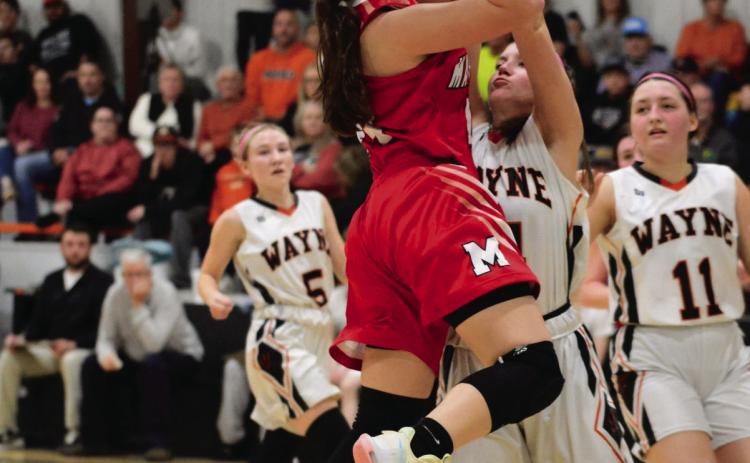 Maysville’s Allison Sanders takes a jump shot in Tuesday’s 36-31 win over Wayne. News Star photo by Denny Park