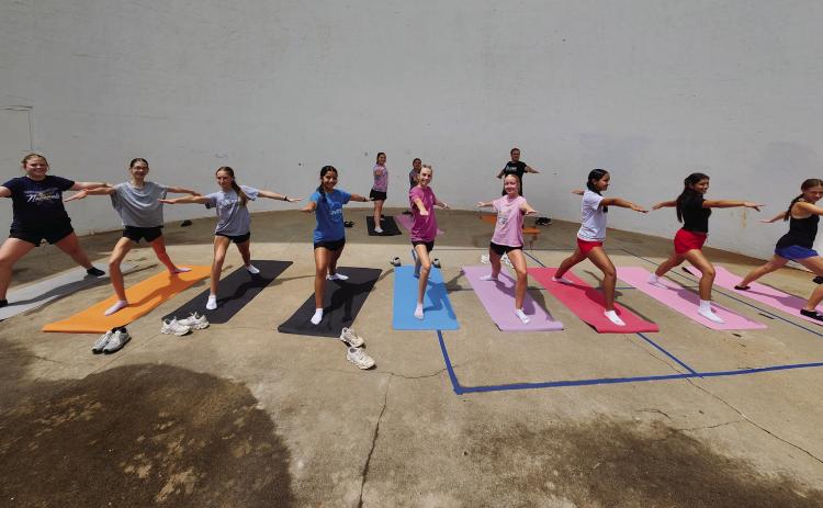 Eighth and ninth grade students enjoyed yoga during the 2025 Pauls Valley Junior High Spirit Day recently. Yoga mats and supplies were funded through a Pauls Valley Foundation for Academic Excellence Grant written by eighth grade English teacher Tonya Tobey, who is also a certified yoga teacher. Courtesy photo