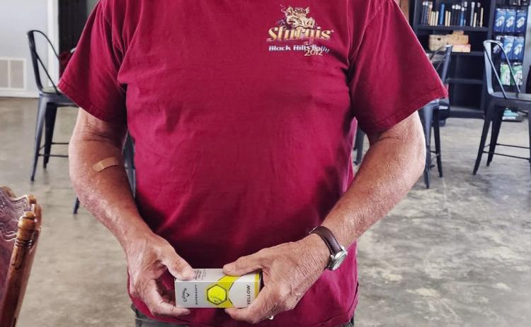 Golfer Mike Roberts was recognized for scoring a hole in one on hole 5 at the Pauls Valley Municipal Golf Course Tuesday. Courtesy photo