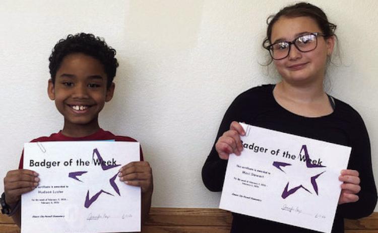 The Elmore City-Pernell Elementary School Badgers of the Week for the week of Jan. 19 were Hudson Luster and Maci Stewart. Hudson is in Mrs. Castner's class, and Maci is in Mrs. Huebner's class. Courtesy photo