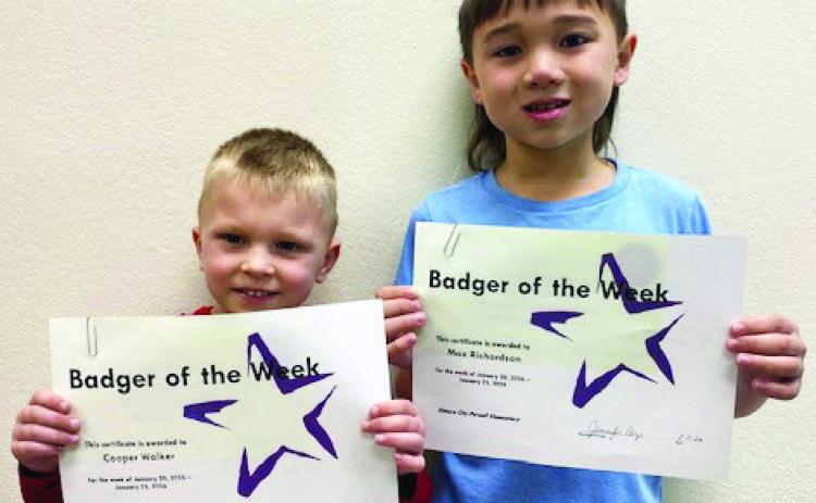 The Elmore City-Pernell Elementary School Badgers of the Week for the week of Jan. 26 were Cooper Walker and Max Richardson. Cooper is in Mrs. Watson's class, and Max is in Mrs. McConnell's class.