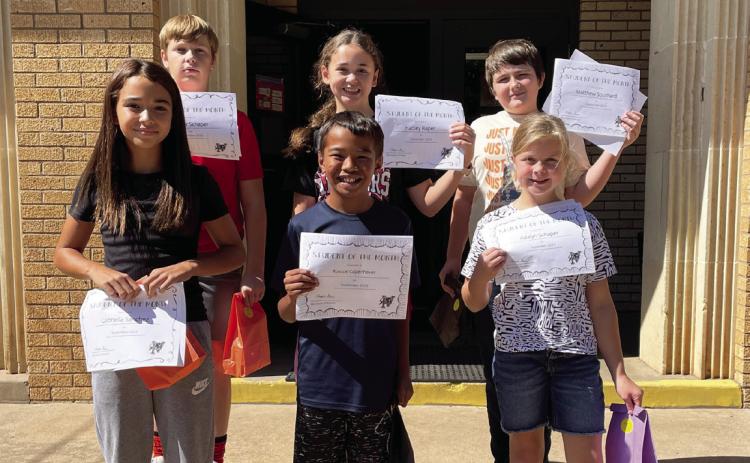September Students of the Month at Pauls Valley Intermediate School are (front row, l-r) Gabriella Sanchez, sixth grade; Roscoe Copenhaver, fifth grade; and Adalyn Schaper, fourth grade; (back row, l-r) Sawyer Schaper, sixth grade; Hadley Raper, fifth grade; and Matthew Southard, fourth grade. Congratulations! Courtesy photo
