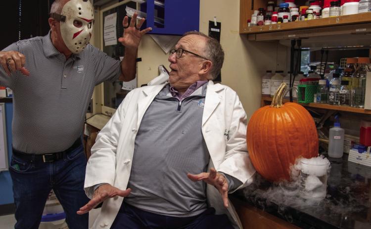 Hal Scofield, M.D., a physician-scientist at OMRF gets a scare. Courtesy photo