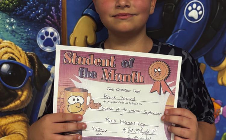 Paoli Elementary student of the month Brock Binard. Courtesy photo