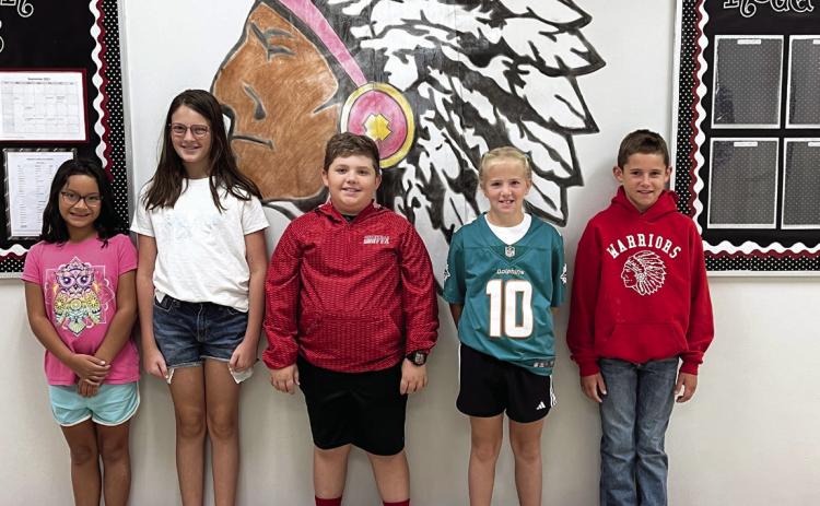 Mrs. Dean's fourth grade, from left: Lidia Cayton, Emilee Brandenburg, Talan Dean, Macie Klein, Preston Randol. Photo courtesy of Heather Ivey.