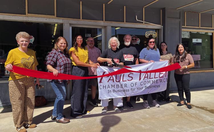 The Pauls Valley Chamber of Commerce welcomed Hello Again, a vintage market and antique store, to the downtown area with a ribbon cutting Tuesday. The shop, originally located in Sulphur and displaced by the April 2024 tornado, celebrated its reopening this week at 115 W. Paul Ave. in Pauls Valley. The shop is open Tuesday thru Saturday 10 a.m. to 5 p.m. Owners Vicki and Larry Combs plan to hold an official grand opening celebration sometime in October. News Star photo by Suzanne Mackey