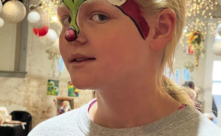 This face painting design got a touch of “Grinch” during the Pauls Valley Art Council’s Christmas in the Valley event Saturday. Photo Courtesy of Rita Hines