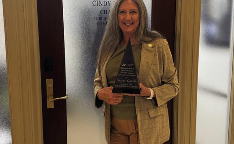 Rep. Cynthia Roe, R-Lindsay, with her Honorary PA recognition. Roe, a Republican, represents District 42 and serves as chair of the House Public Health Committee, the House Appropriations and Budget Health Subcommittee and the House Health and Human Services Oversight Committee.