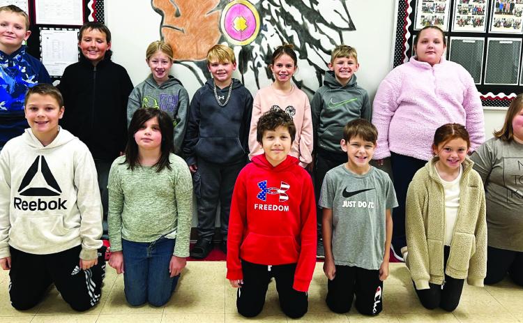 Maysville Elementary students in Mrs. Anderson’s third grade class who earned 100% of their accelerated reader points for the third nine weeks are (back row, from left) Jackson Allison, Case Baker, Adalynn Collins, Hudson Davis, Jasmine House, Brennan McKinley, and Harley Moore. Front row, left to right are Eli Morse, Kateri Prather, Karter Roberts, Jacob Steakley, Jaelyn Travis, and Emsley Williams. Photo courtesy of Heather Ivey.