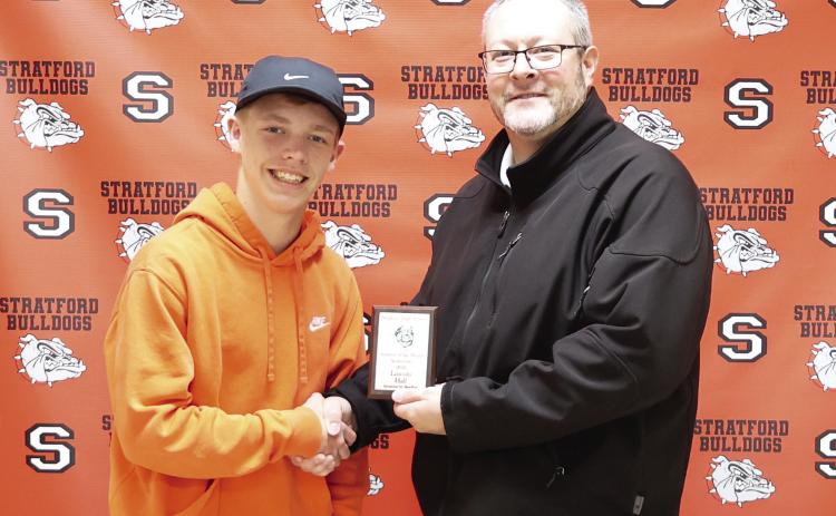 Stratford High School September student of the month Lincoln Hall. Students are nominated and selected based on attendance, scholarship, leadership, school spirit, personality, and attitude.
