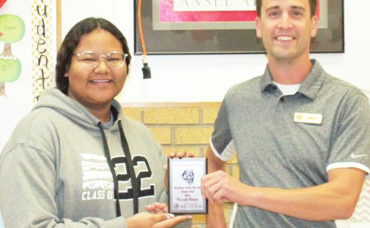 Maryah Harian is a junior, and the daughter of Dennis and Raven Harrell. Sponsoring the female students of the month for September is Michael Carlton of Oklahoma Heritage Bank.