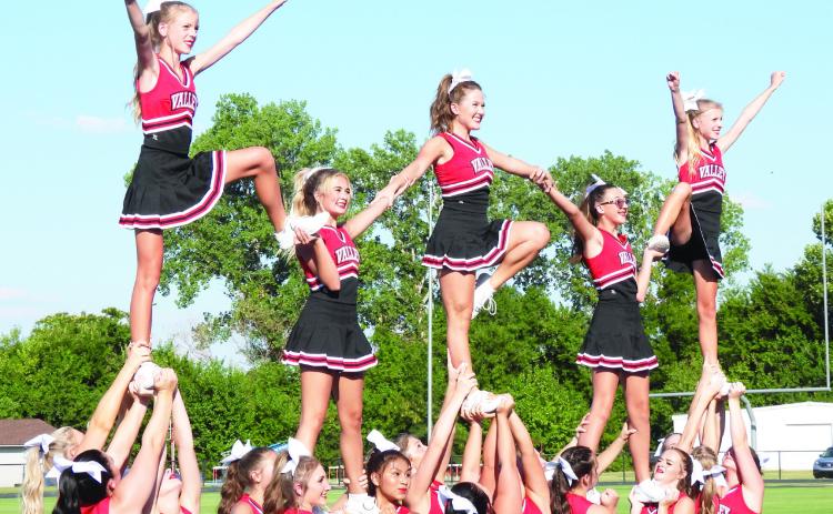 Pauls Valley's cheer squad performed for the crowd at Meet the Panthers Saturday. Photo by Chris Mackey
