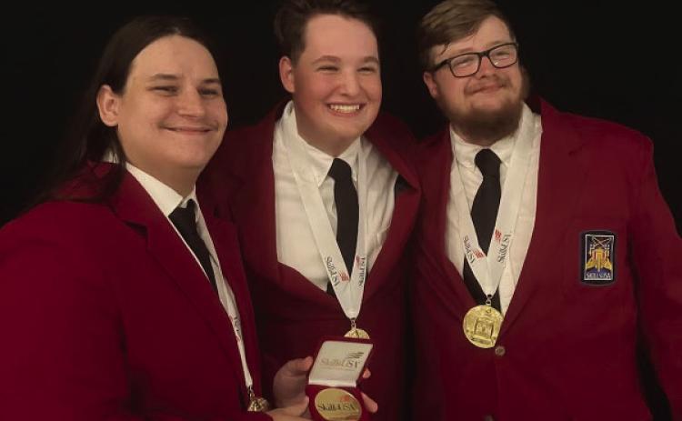 MATC Pre-Engineering graduates are all smiles upon receiving their Gold Medal, in the Engineering Technology and Design contest, at the SkillsUSA National Leadership and Skills Conference. Courtesy photo