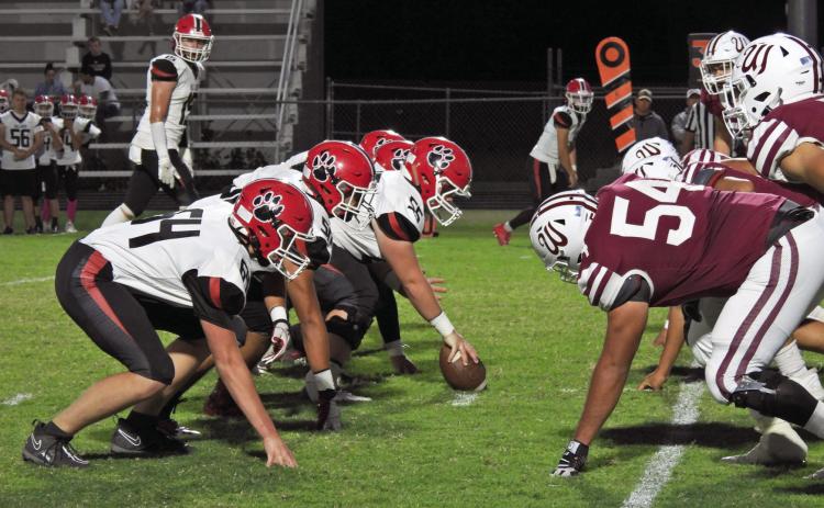 The Stratford Bulldogs get set to score early in the first half against the Wynnewood Savages Oct. 6. The Bulldogs shut out the Savages 25-0 to secure their third win in District A-4. News Star photo by Chris Mackey