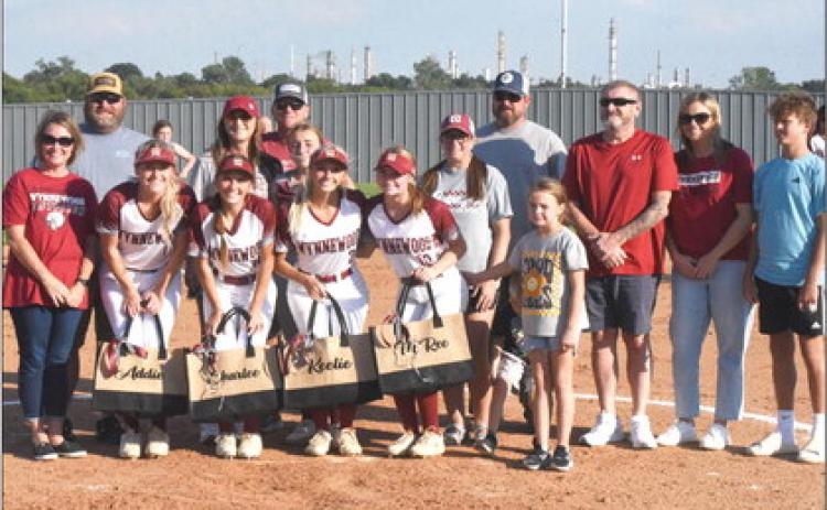 Wynnewood seniors Addie Rozzell, Charlee Minton, Keelie Anderson and M’Ree Kinard are ready for Regional Tournament play Thursday in Stratford. Wynnewood plays Pawnee at 2 p.m. News Star photo by Don Coffey
