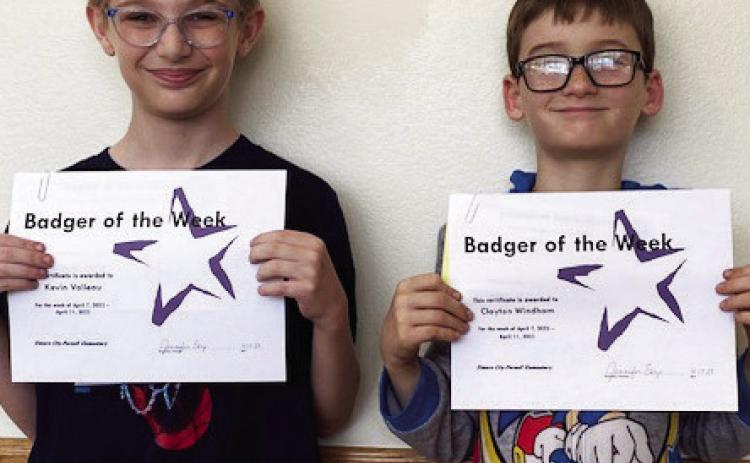 The Elmore City-Pernell Elementary School Badgers of the Week for the week of April 7 were Kevin Valleau and Clayton Windham. Both boys are in Mrs. Foster's class. Courtesy photo
