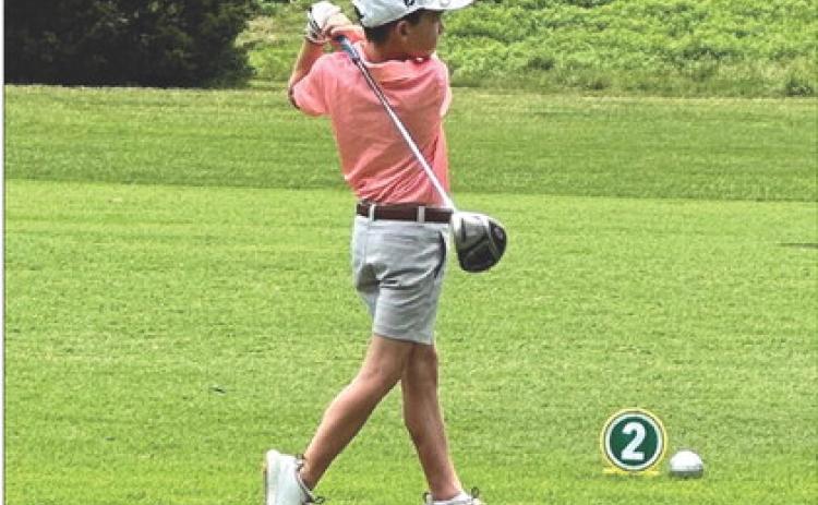 Maysville native Bentley Armstrong playing a tournament in Wichita, Kansas, earlier this year. The 9-year-old golfer will to travel to Pebble Beach Resorts in California next month to compete in the TGR JR Invitational hosted by Tiger Woods.