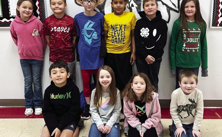 Maysville Elementary second grade students who have completed 50% of their Accelerated Reader goals for the third nine-weeks include (back row, l-r): Jacey Armstrong, Damian Gutierrez, Jace Barth, Mason Barrett, Jaxson Thompson and Ashlynn Roberts-Alpha. Front row: Beaux Covert, Brittyn Hailey, Charlee Smith and Billy Oldham. Not Pictured: Jayden McKee, Cavan Murray, Kamryn White and Ellie Williams. Photo courtesy of Heather Ivey.